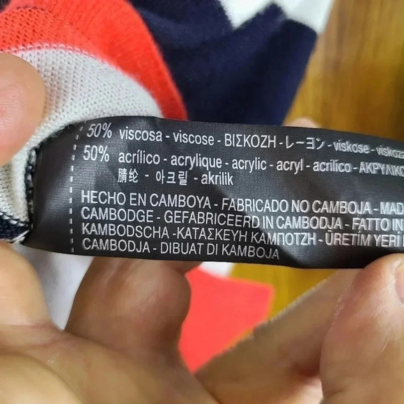 ZARA knit striped sweater with red cuffs and hem - Picture 6 of 7